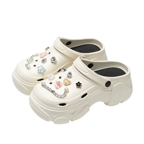 厚底洞洞鞋女士夏季新款外穿防臭eva增高涼鞋海邊沙灘包頭拖鞋女