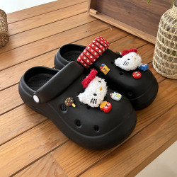 外穿eva洞洞鞋女增高厚底踩屎感包頭拖鞋夏季防滑加厚透氣涼鞋