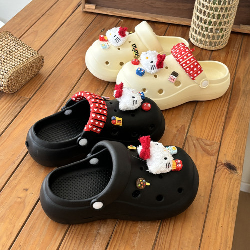 外穿eva洞洞鞋女增高厚底踩屎感包頭拖鞋夏季防滑加厚透氣涼鞋