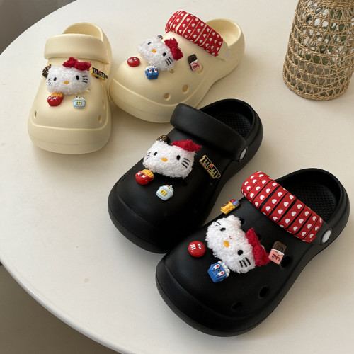 外穿eva洞洞鞋女增高厚底踩屎感包頭拖鞋夏季防滑加厚透氣涼鞋