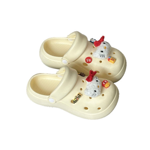 外穿eva洞洞鞋女增高厚底踩屎感包頭拖鞋夏季防滑加厚透氣涼鞋