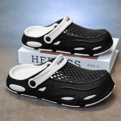 男士涼鞋夏季外穿透氣2025新款輕便軟底包頭洞洞鞋兩用沙灘拖鞋男