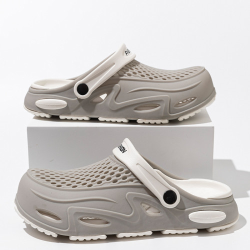 男士涼鞋夏季外穿透氣2025新款輕便軟底包頭洞洞鞋兩用沙灘拖鞋男