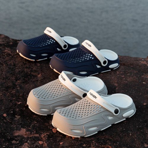 男士涼鞋夏季外穿透氣2025新款輕便軟底包頭洞洞鞋兩用沙灘拖鞋男