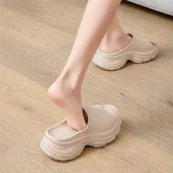 拖鞋女外穿夏季厚底防滑透氣一字拖 耐磨EVA防臭高級感純色涼拖鞋