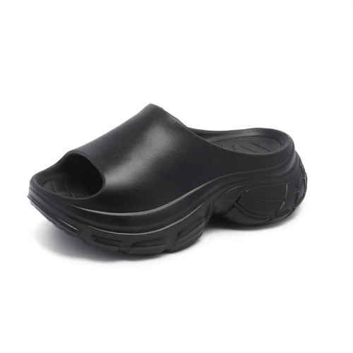 拖鞋女外穿夏季厚底防滑透氣一字拖 耐磨EVA防臭高級感純色涼拖鞋