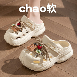 高跟洞洞鞋女夏季厚底外穿防滑EVA時尚涼拖鞋女2025新款ins潮