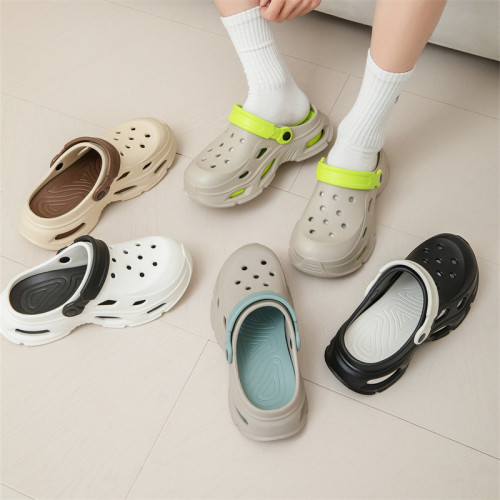 厚底洞洞鞋男夏季2025新款時尚踩屎感沙灘涼鞋防滑包頭拖鞋女士 厚底洞洞鞋男夏季2025新款時尚踩屎感沙灘涼鞋防滑包頭拖鞋女士