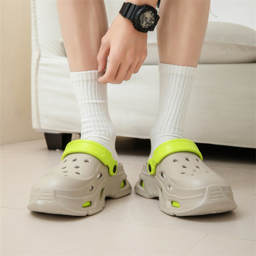 厚底洞洞鞋男夏季2025新款時尚踩屎感沙灘涼鞋防滑包頭拖鞋女士 厚底洞洞鞋男夏季2025新款時尚踩屎感沙灘涼鞋防滑包頭拖鞋女士