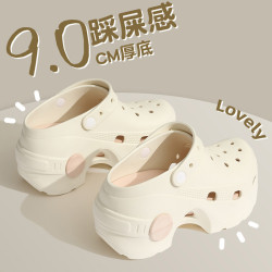 9.0cm洞洞鞋女士厚底顯高夏季外穿2025新款eva防滑透氣沙灘涼拖鞋