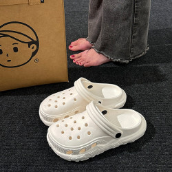 中大女童涼拖鞋夏季包頭2025新款家居防滑軟底親子洞洞鞋男士外穿