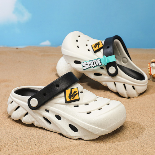 兒童拖鞋夏季男女童寶寶可愛軟底中大童洞洞鞋小孩包頭沙灘涼拖鞋