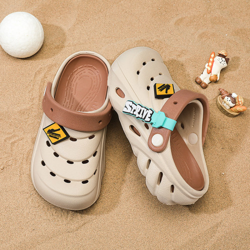 兒童拖鞋夏季男女童寶寶可愛軟底中大童洞洞鞋小孩包頭沙灘涼拖鞋