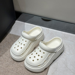 洞洞鞋女2025新款厚底夏季外穿防滑防臭沙灘eva踩屎感包頭涼拖鞋