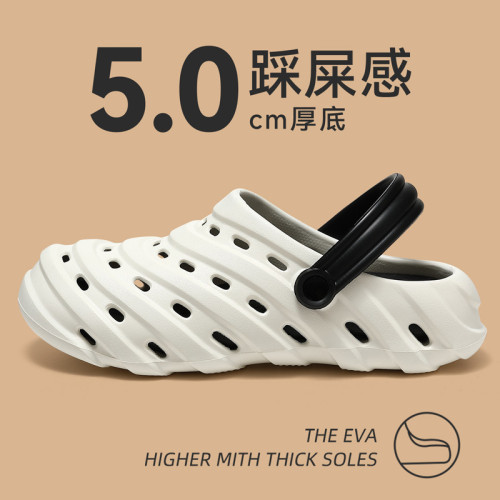 防滑透氣洞洞鞋男款夏季戶外穿2025新款厚底運動ins風涼拖男生