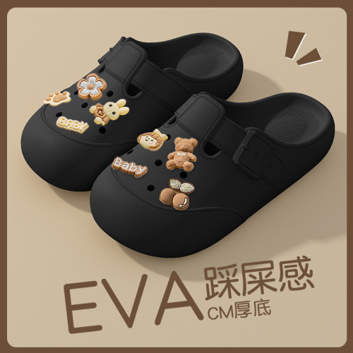 博肯洞洞鞋女款2025新款外穿辦公室防滑厚底懶人鞋包頭半拖鞋女士