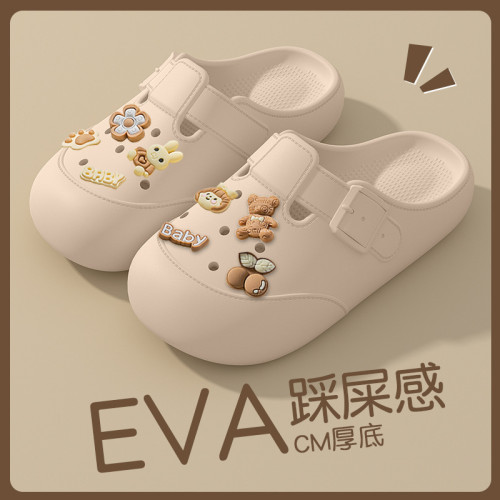 洞洞鞋女款夏季2025新款厚底踩屎感增高防滑包頭勃肯拖鞋女外穿