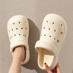 eva洞洞鞋女夏季新款家居厚底增高防滑拖鞋防臭外穿戶外沙灘鞋男