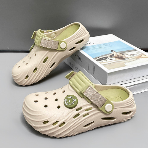 EVA超輕盈親子兒童時尚包頭洞洞鞋外穿防滑耐磨包頭沙灘涼拖鞋