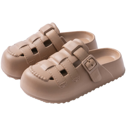 新款夏季包頭鏤空羅馬洞洞鞋女外穿平底涼拖鞋踩屎感防滑沙灘鞋女