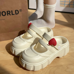 瑪麗珍拖鞋女夏季外穿ins厚底增高可愛少女心防滑兩穿包頭女涼拖