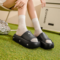 厚底EVA拖鞋女新款休閒時尚夏季外穿室內居家防滑一字增高閃爍拖
