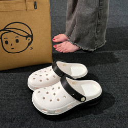 洞洞鞋女夏季新款外穿厚底包頭半拖鞋防滑防臭涼拖戶外休閒沙灘鞋