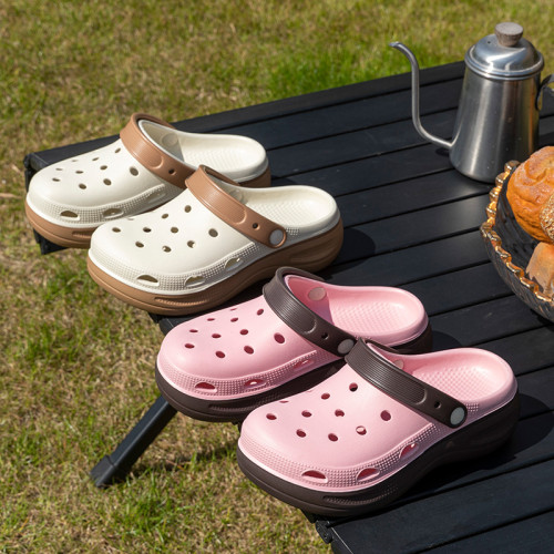 洞洞鞋女夏季新款外穿厚底包頭半拖鞋防滑防臭涼拖戶外休閒沙灘鞋