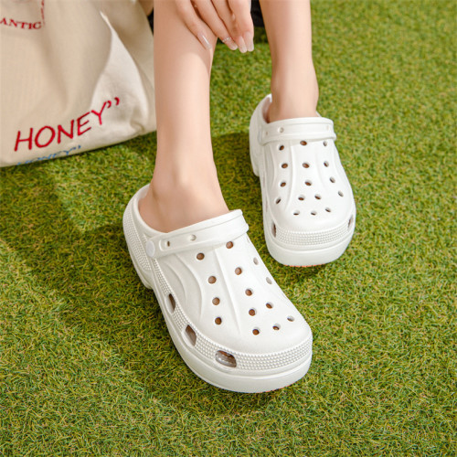 防滑洞洞鞋女夏季外穿透氣包頭拖 EVA增高耐磨橡膠底沙灘厚底拖鞋 防滑洞洞鞋女夏季外穿透氣包頭拖 EVA增高耐磨橡膠底沙灘厚底拖鞋