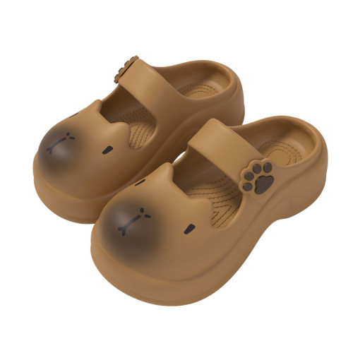 卡皮巴拉包頭涼拖鞋室內居家女夏季百搭沙灘鞋防滑厚底瑪麗珍外穿