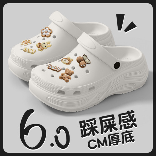 洞洞鞋女2025新款外穿夏季厚底增高海邊網紅沙灘防滑包頭涼拖女士