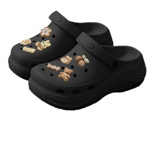 洞洞鞋女2025新款外穿夏季厚底增高海邊網紅沙灘防滑包頭涼拖女士