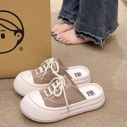 包頭拖鞋女夏季2025新款外穿ins潮流時尚系帶厚底防滑洞洞涼拖鞋