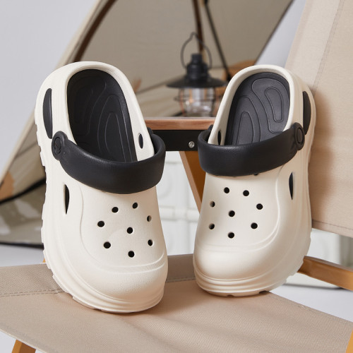 踩屎感洞洞鞋2025新款時尚外穿厚底透氣兩穿包頭拖鞋防滑沙灘涼鞋