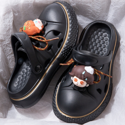 卡通洞洞鞋女夏季家居防滑可愛eva防臭海邊沙灘包頭涼拖鞋女外穿