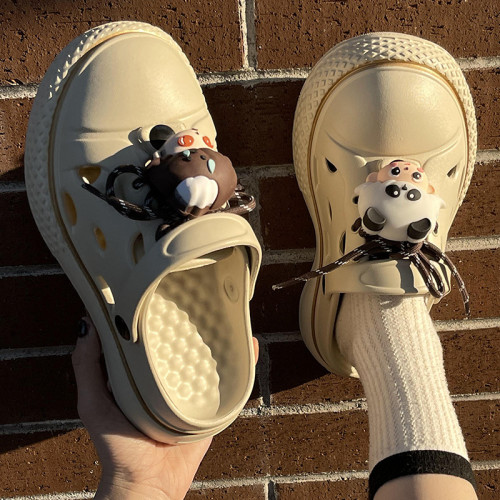 卡通洞洞鞋女夏季家居防滑可愛eva防臭海邊沙灘包頭涼拖鞋女外穿