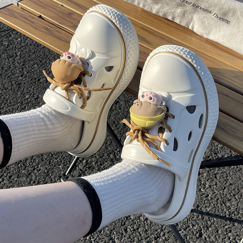 卡通洞洞鞋女夏季家居防滑可愛eva防臭海邊沙灘包頭涼拖鞋女外穿