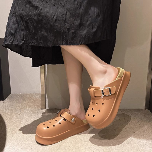 勃肯洞洞鞋女士夏季新款網紅外穿時尚厚底防滑海邊沙灘包頭涼拖鞋 勃肯洞洞鞋女士夏季新款網紅外穿時尚厚底防滑海邊沙灘包頭涼拖鞋