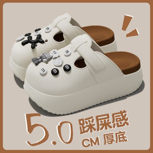 時尚外穿洞洞鞋女夏季2025新款防滑拖鞋增高包頭厚底踩屎感涼拖鞋 時尚外穿洞洞鞋女夏季2025新款防滑拖鞋增高包頭厚底踩屎感涼拖鞋