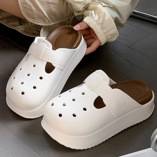 時尚外穿洞洞鞋女夏季2025新款防滑拖鞋增高包頭厚底踩屎感涼拖鞋 時尚外穿洞洞鞋女夏季2025新款防滑拖鞋增高包頭厚底踩屎感涼拖鞋