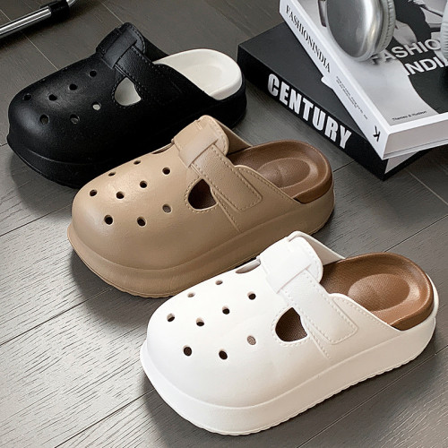 時尚外穿洞洞鞋女夏季2025新款防滑拖鞋增高包頭厚底踩屎感涼拖鞋 時尚外穿洞洞鞋女夏季2025新款防滑拖鞋增高包頭厚底踩屎感涼拖鞋