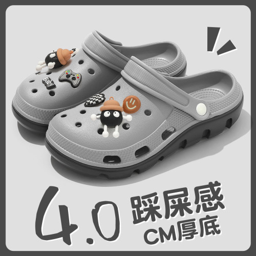 洞洞鞋男夏季外穿透氣踩屎感厚底情侶家居防滑包頭eva拖鞋女