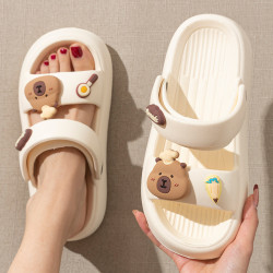 可愛卡皮巴拉涼鞋女夏季厚底外穿2025新款居家室內兩穿防滑涼拖鞋