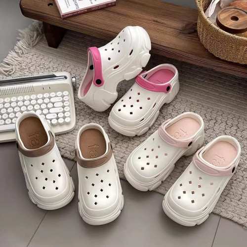 踩屎感洞洞鞋女款夏季外穿厚底增高eva防滑防臭沙灘包頭涼拖鞋女 踩屎感洞洞鞋女款夏季外穿厚底增高eva防滑防臭沙灘包頭涼拖鞋女