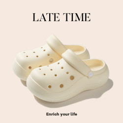 厚底增高簡約洞洞鞋女款夏季外穿2025新款戶外海邊沙灘eva涼拖鞋