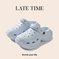 厚底增高女款洞洞鞋夏季防滑eva耐磨外穿日常休閒戶外沙灘涼拖鞋