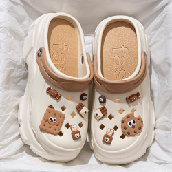 踩屎感厚底增高洞洞鞋女款夏季外穿2024新款EVA防滑跟包頭涼拖鞋