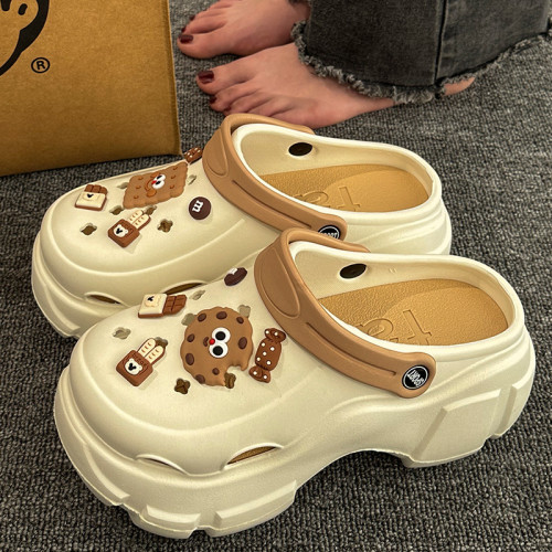 踩屎感厚底增高洞洞鞋女款夏季外穿2024新款EVA防滑跟包頭涼拖鞋 踩屎感厚底增高洞洞鞋女款夏季外穿2024新款EVA防滑跟包頭涼拖鞋