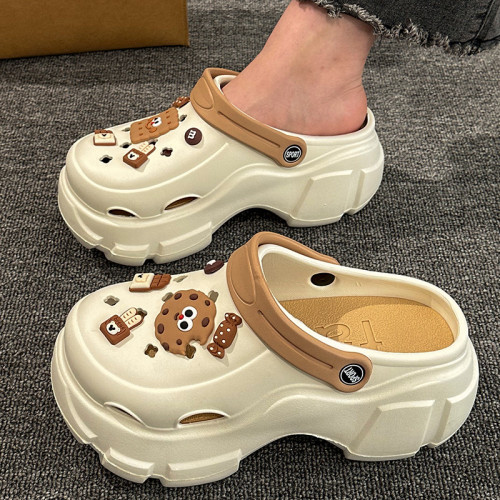 踩屎感厚底增高洞洞鞋女款夏季外穿2024新款EVA防滑跟包頭涼拖鞋 踩屎感厚底增高洞洞鞋女款夏季外穿2024新款EVA防滑跟包頭涼拖鞋