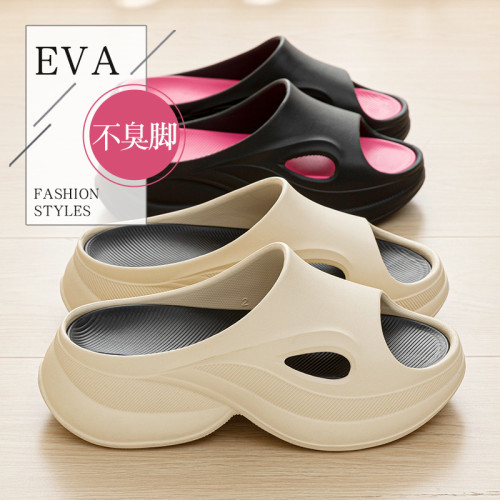 LT-6679新款外穿雙拼色厚底防滑女鞋高跟涉水軟彈外穿鞋女